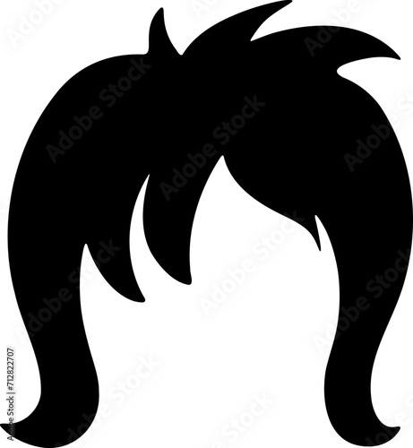 Woman hairstyle silhouette icon illustration. Female hair logo design element.