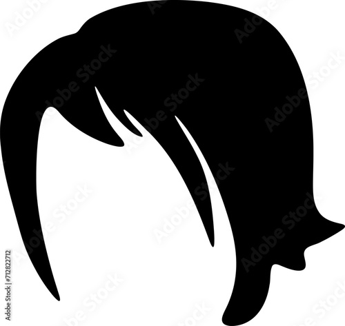 Woman hairstyle silhouette icon illustration. Female hair logo design element.