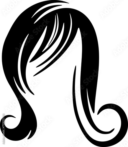 Woman hairstyle silhouette icon illustration. Female hair logo design element.