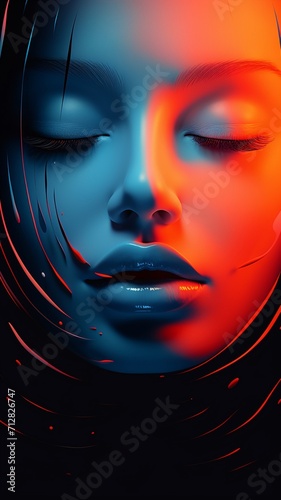 Face of the moon devil avatar girl AI Generated image