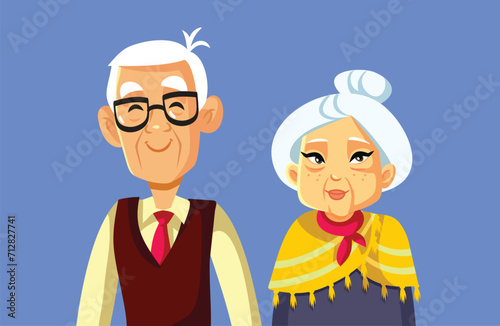 Couple of Grandparents of Korean Ethnicity Vector Cartoon Design. Husband and wife celebrating a long-term relationship 
