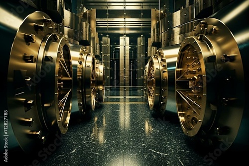 An inside-out perspective of a bank vault being invaded. Generative AI photo