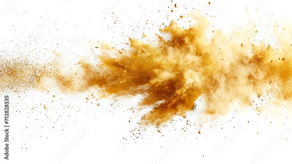 Dry soil explosion isolated on white background.Abstract dust explosion on white background. Dry soil explosion isolated on white background.Abstract dust explosion on white background.