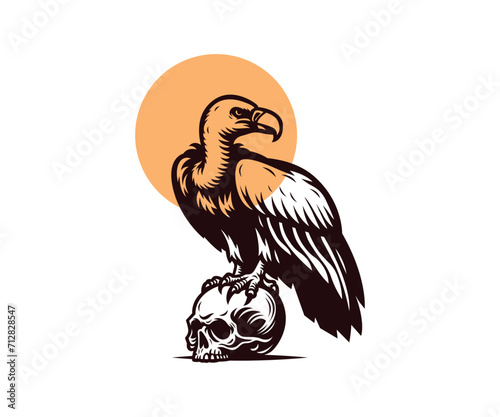 Vulture on a skull vector