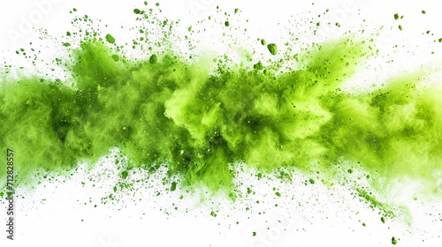 abstract powder splatted background,Freeze motion of green powder exploding/throwing green, Abstract emerald dust explosion on white background.
