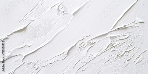 Oil paint strokes on wide canvas textured white background decorating art painting illustration, generated ai	
