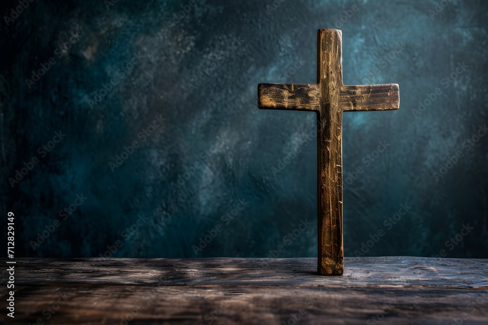 The simplicity of a rustic cross against a textured backdrop