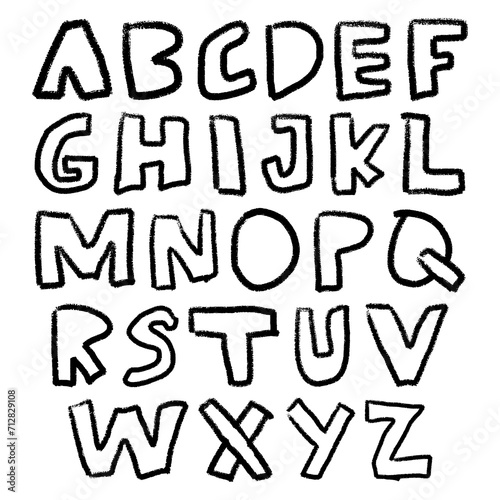 Alphabet Hand Drawn Marker Doodle Outline Font. Its Eps File, Easy To Edit.