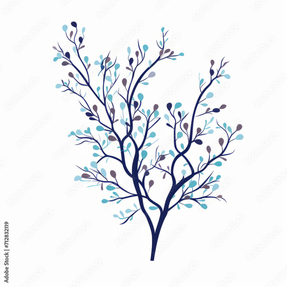 Winter Tree branches with leaves 