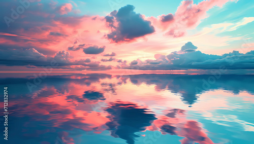 reflecting the clouds in the water at sunset © Asep