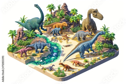 Isometric Dinosaur Park Illustration photo