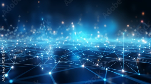 Innovative illustration of a futuristic technology networking background, visually representing the dynamic, interconnected nature of modern tech. Conveys innovation, connectivity.