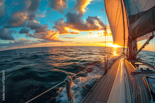 sunset vista sailing yacht on the ocean