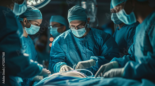 Doctors perform a major operation after an accident. I'm trying to save the patient's life. A difficult operation.