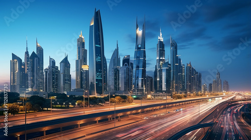skyline view of the buildings of Sheikh Zayed road