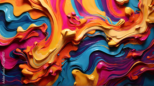  fluid shapes and vibrant color background, hand painted, oily. generated by Ai
