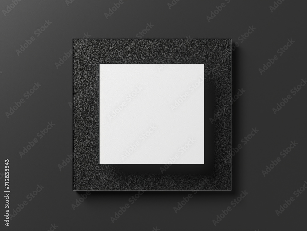 Blank square business card mockup with black background Blank square business card mockup with black background