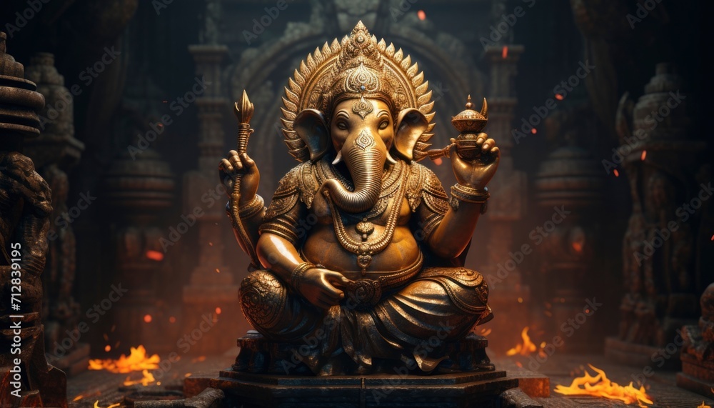 View of Ganesha on isolated background