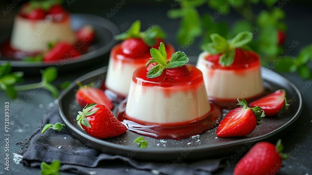 jelly with strawberry dessert (Panna Cotta) jelly with strawberry dessert (Panna Cotta)