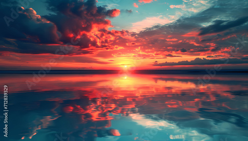 sunset clouds with reflection in water