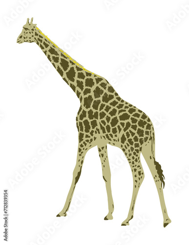 Art Deco or WPA poster of a giraffe or Giraffa camelopardalis viewed from side rear done in works project administration style.
