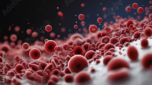 Bacteria attack blood cells wave isolated on white background