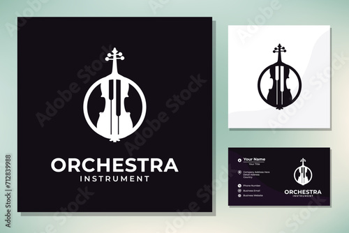 Violin Viola Fiddle Cello Piano Double Bass Music Instrument logo design