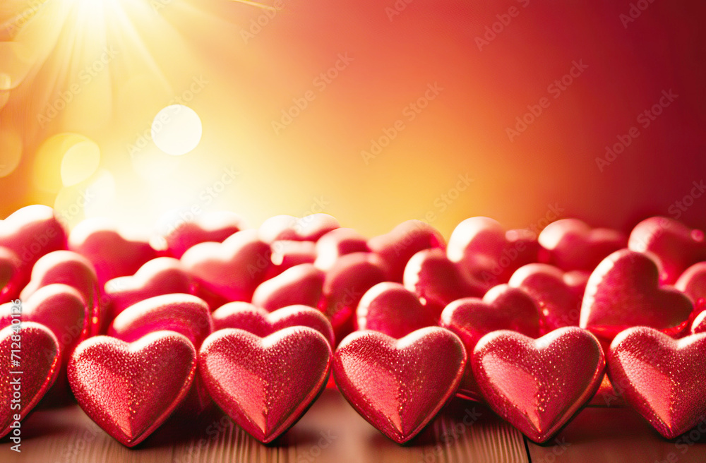 Fototapeta premium festive background with hearts, valentines or mother's day, birthday or dating postcard