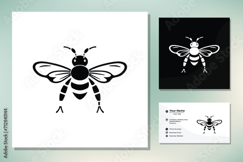 Cartoon Line Art Honey Bee Bumblebee logo clip art design