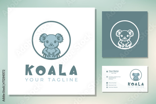 Koala smart animal, education logo, kids child cute character