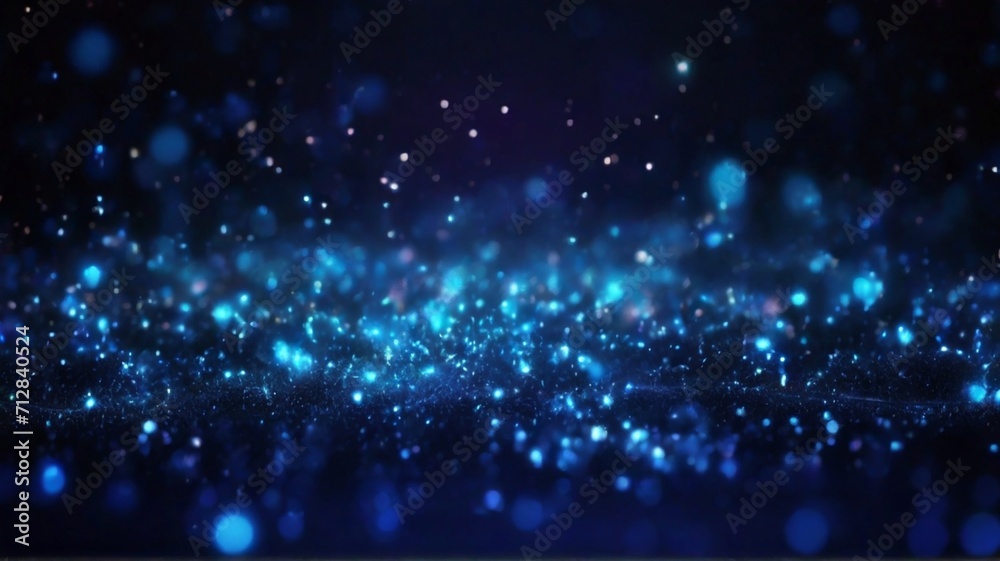 Fototapeta premium Elegant shiny blue glow particle abstract night bokeh background of vibrant colors