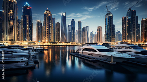 panorama of Dubai Marina with city lights © Aura