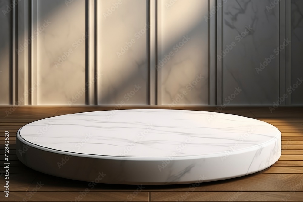 Round marble podium for product presentation Round marble podium for product presentation