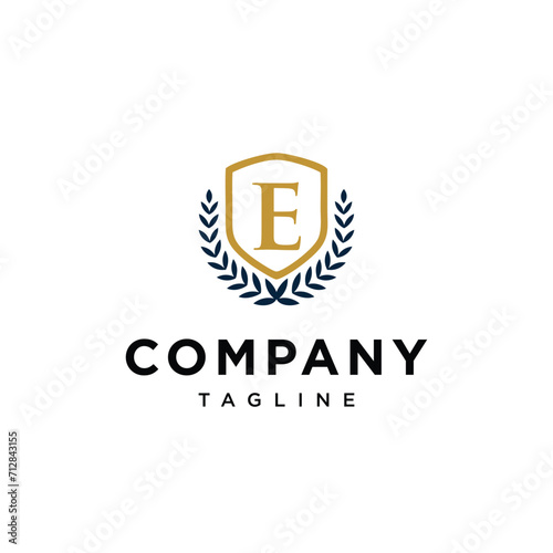 Letter E shield education logo icon vector template