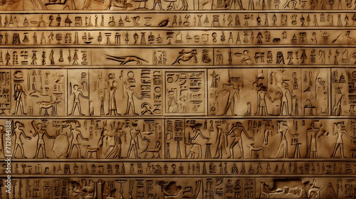 a wall of an ancient egyptian temple with symbols and symbols photo