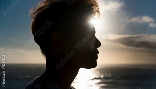 Fotografia 顔​と​海​の​二重​露光​ポートレート　人物　男性　AI生成画像