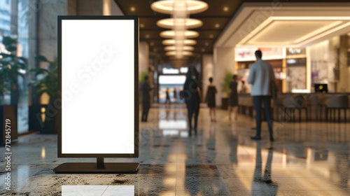 Empty board for service and product advertisement in the hotel. Created using generative AI.