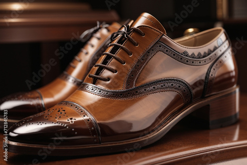 brown color man's luxury shoe ai generated photo