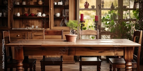 Showcase vintage wooden table in dining room decor idea