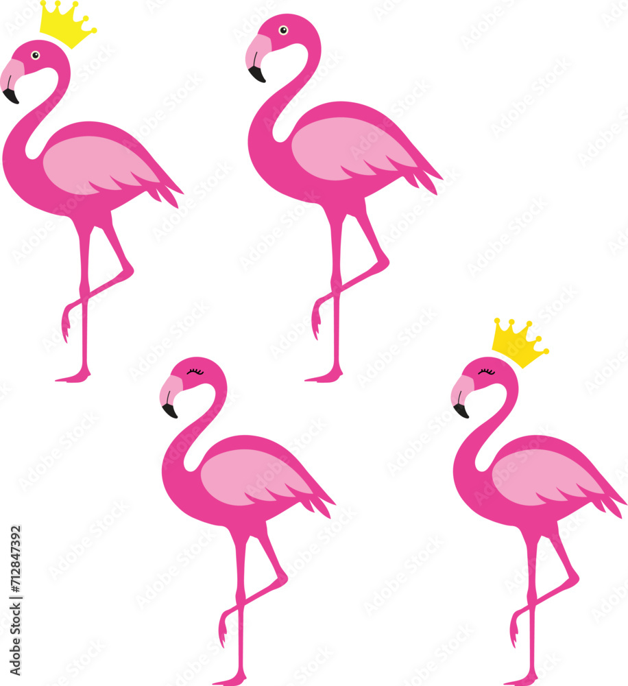 Fototapeta premium Cute Flamingo Isolated On A White Background