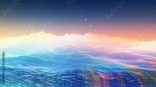 A virtual ocean of data waves, with different colors and intensities representing various types of information.