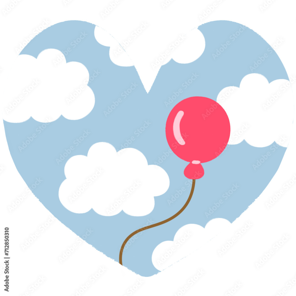 balloons in the heart sky