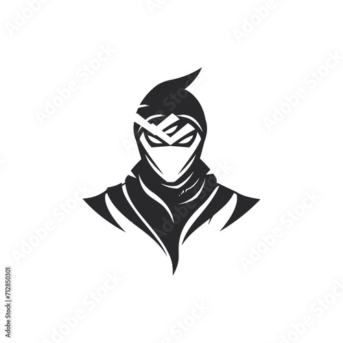 Ninja warrior logo vector black and white ninja character logo design