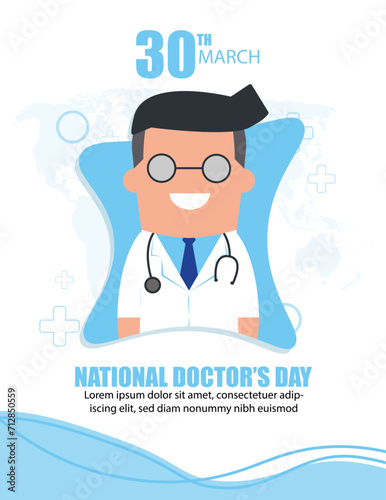 Banner template National Doctor's Day. Vector illustration in flat style on a white background.