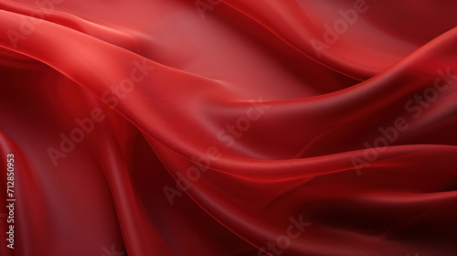 Close-up of rich red satin fabric with elegant folds, showcasing a luxurious and smooth texture.