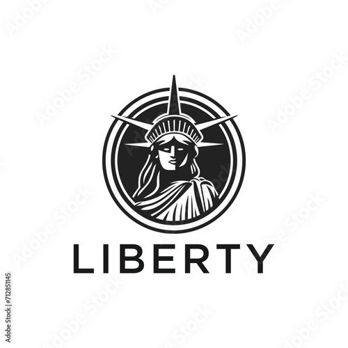 New York Statue of Liberty American Symbol.face freedom drawing art logo design template illustration 