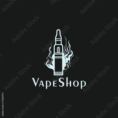 Vape template. Vector retro style emblem with vaping attributes. Vector.
