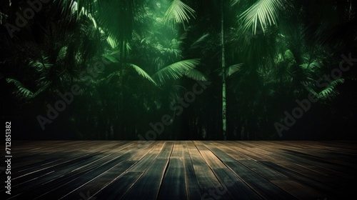 Mysterious Tropical Jungle with Wooden Flooring