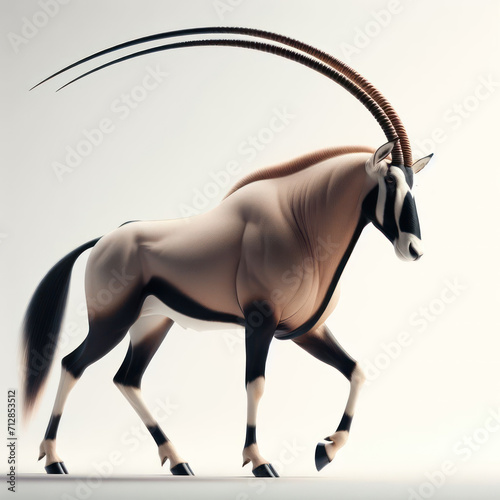 scimitar-horned oryx, White oryx (Oryx dammah), orix de cuernos de cimitarra, orix blanco, isolated White background. photo