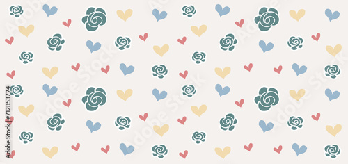 Heart and Flower Colorful Pattern